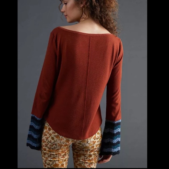 Anthropologie NWT Pilcro Crochet-Cuffed Top Size S. - Picture 3 of 14